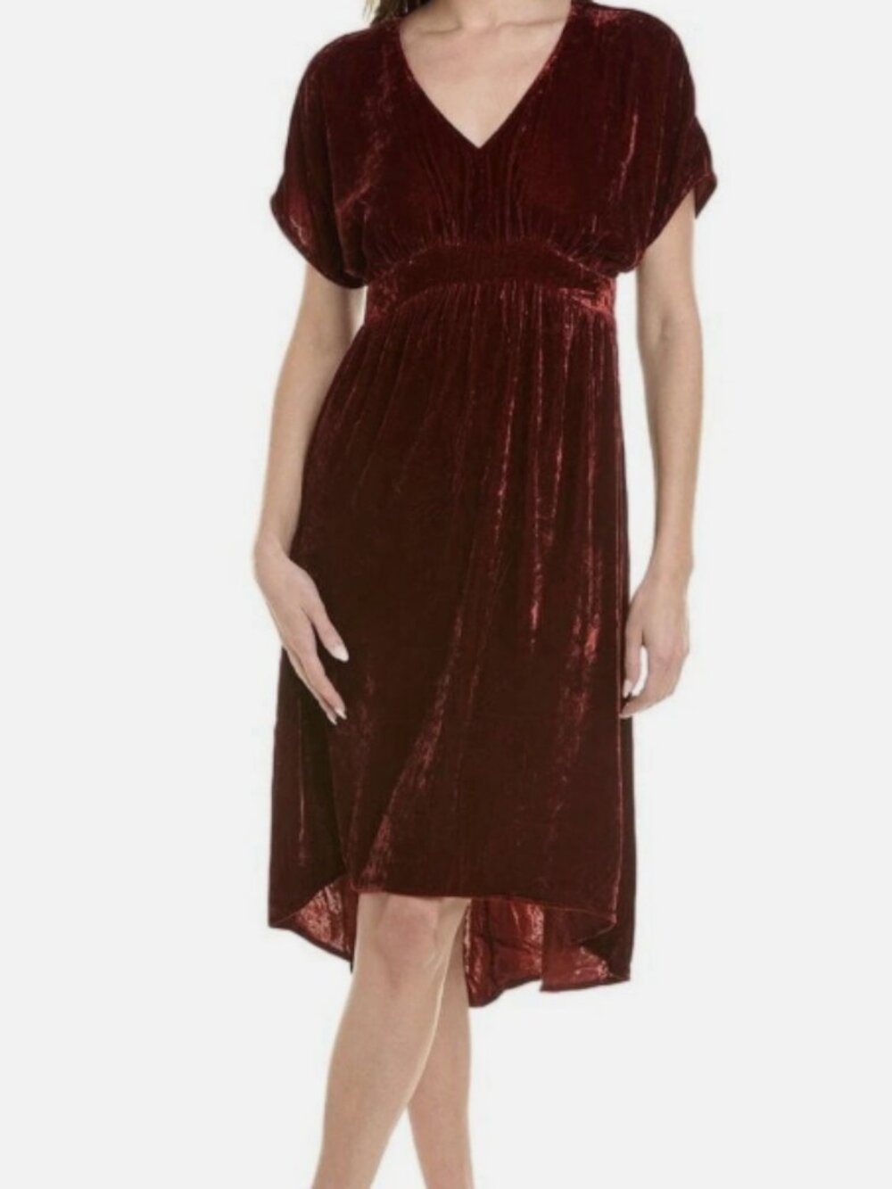 Cabi Tribute Crushed Red Velvet Dress Size XS Whimsigoth Romantic